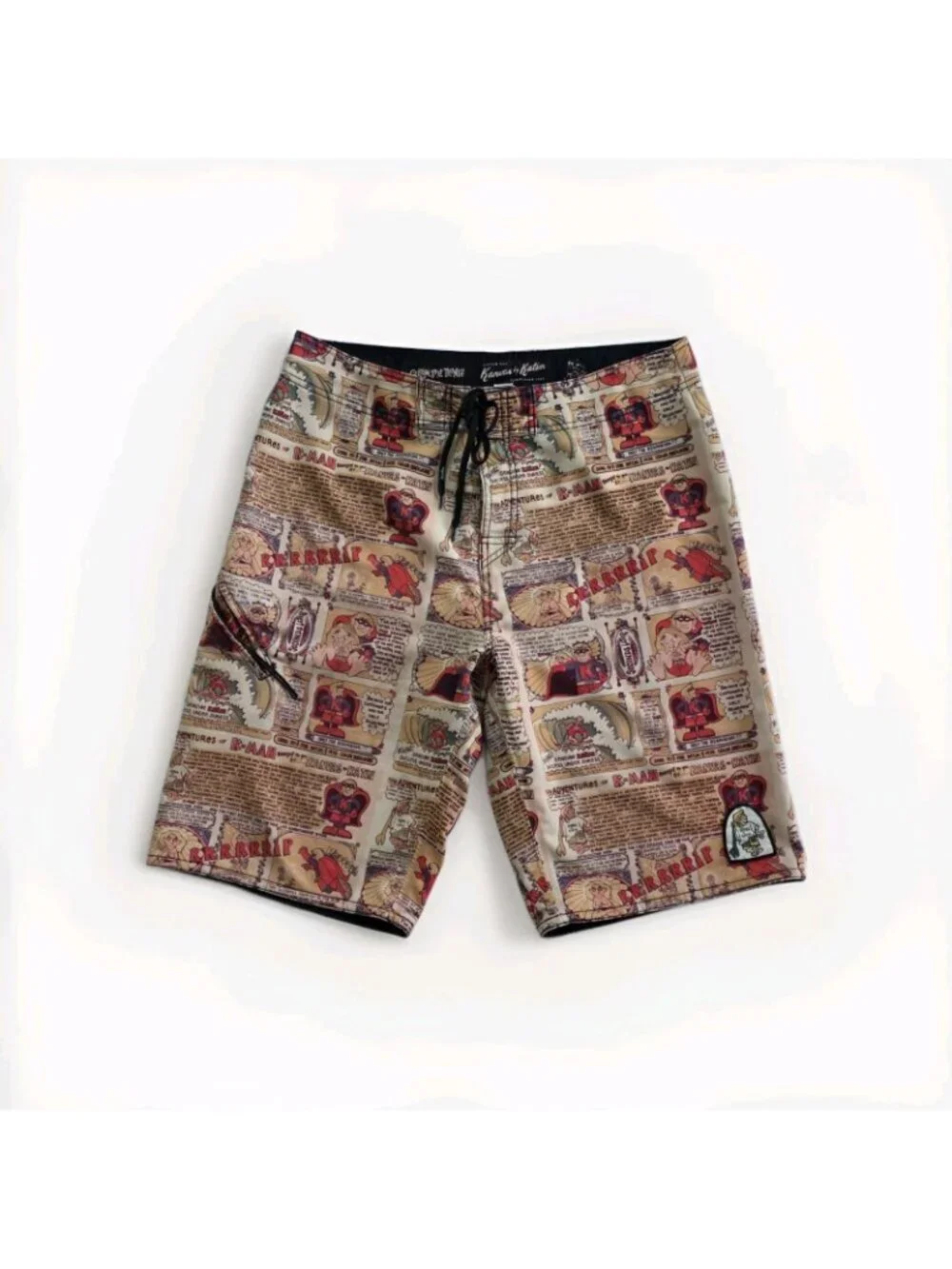 Kanvas By Katin Surf Shorts Mens 34 Multi Comics AOP Pockets Summer Beach Edgy